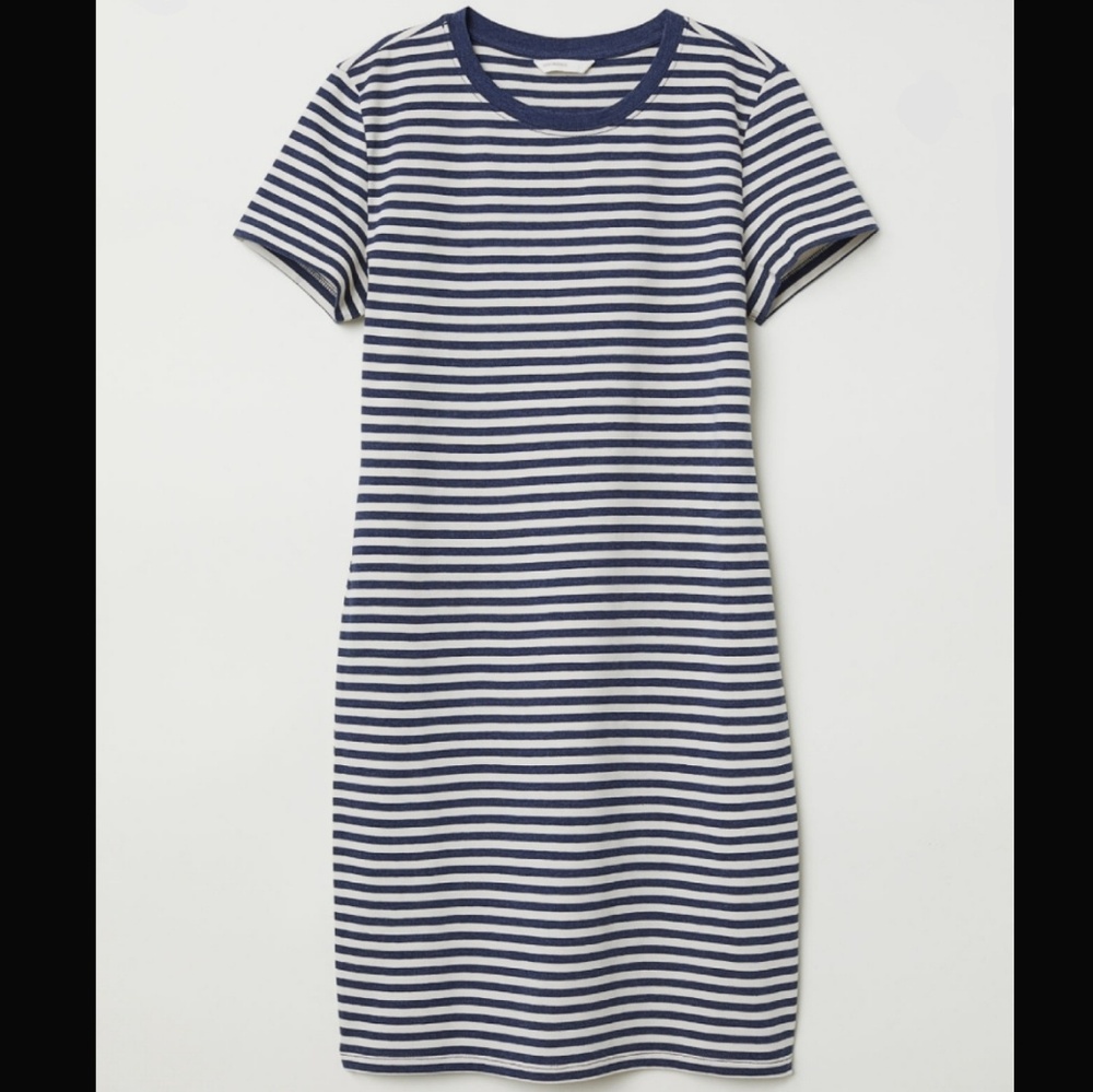 Natural White/Blue Striped Dress